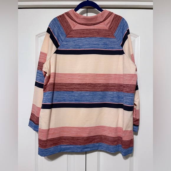 Talbots Zip Mock Neck Striped Sports Stretch Pullover Top Sz 1X - Picture 3 of 10